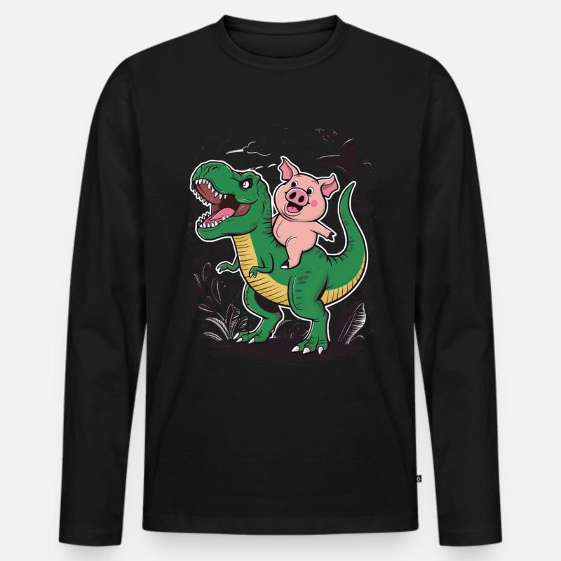 Schwein - Männer Premium Bio Langarmshirt - Schwarz
