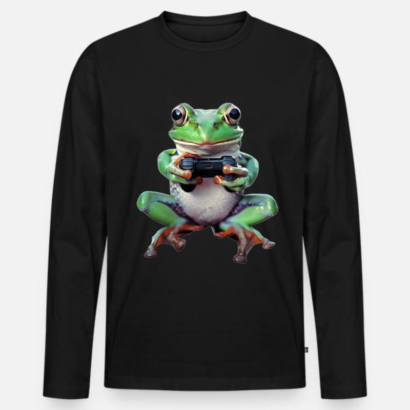 Frosch - Männer Premium Bio Langarmshirt - Schwarz