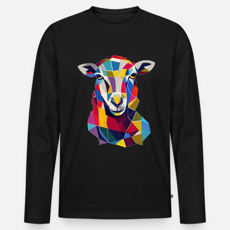 Schaf - Männer Premium Bio Langarmshirt - Schwarz
