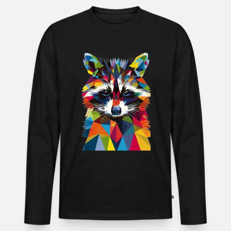 Waschbär - Männer Premium Bio Langarmshirt - Schwarz