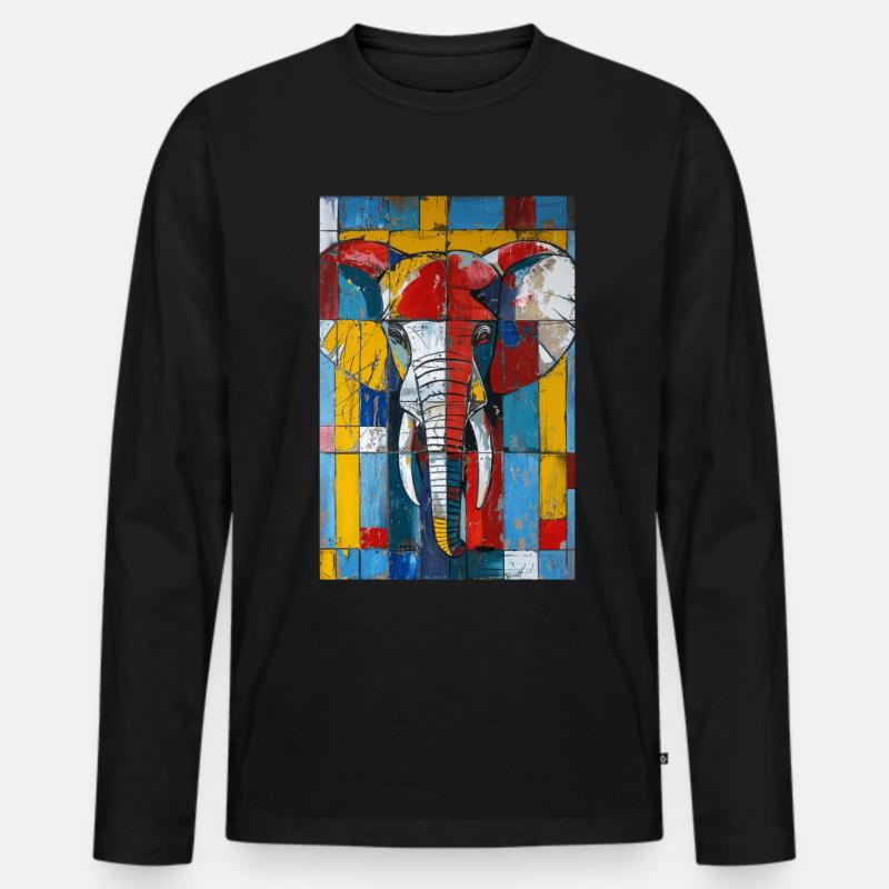 Elefant - Männer Premium Bio Langarmshirt - Schwarz