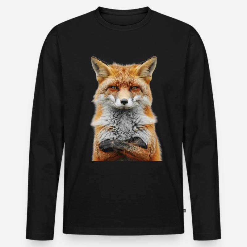 Fuchs - Männer Premium Bio Langarmshirt - Schwarz