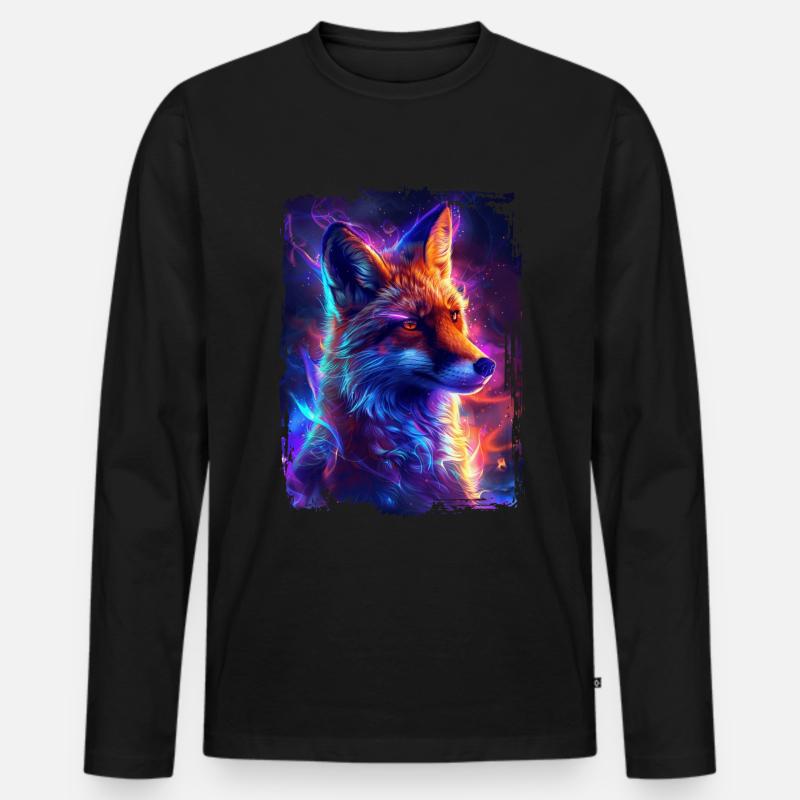 Fuchs - Männer Premium Bio Langarmshirt - Schwarz
