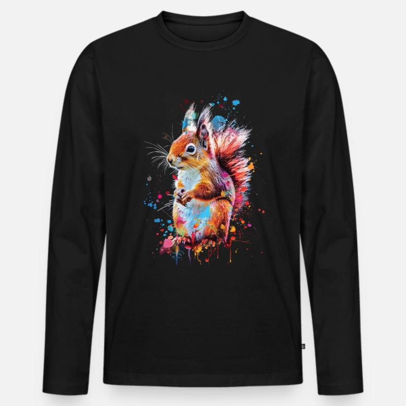 Eichhörnchen - Männer Premium Bio Langarmshirt - Schwarz