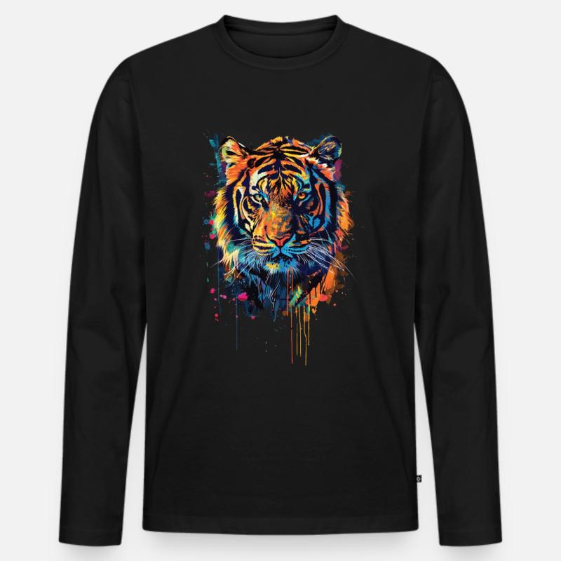 Tiger - Männer Premium Bio Langarmshirt - Schwarz
