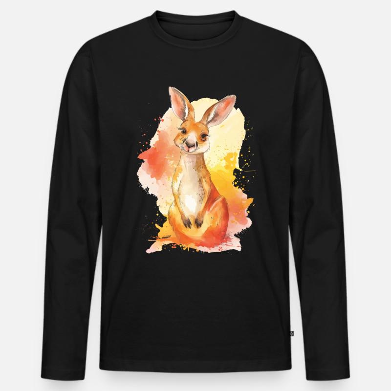 Känguru - Männer Premium Bio Langarmshirt - Schwarz