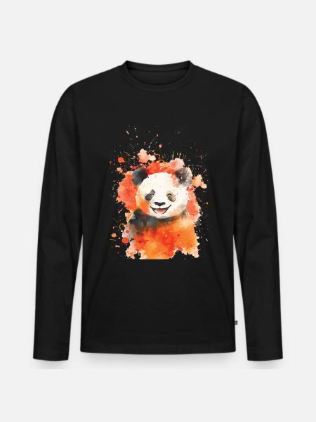 Panda - Men's Premium Organic Long Sleeve Shirt - black
