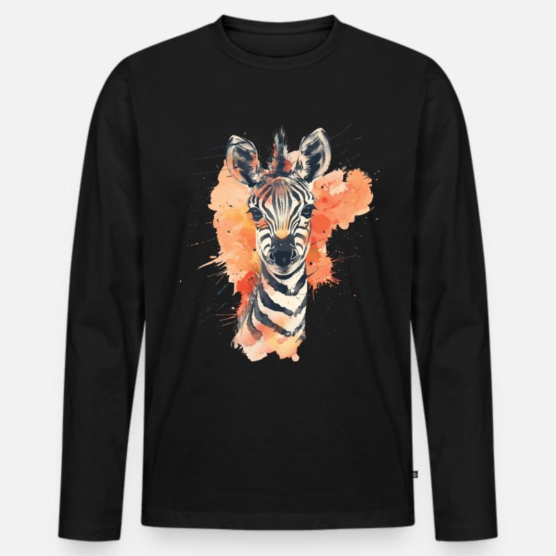 Zebra - Männer Premium Bio Langarmshirt - Schwarz