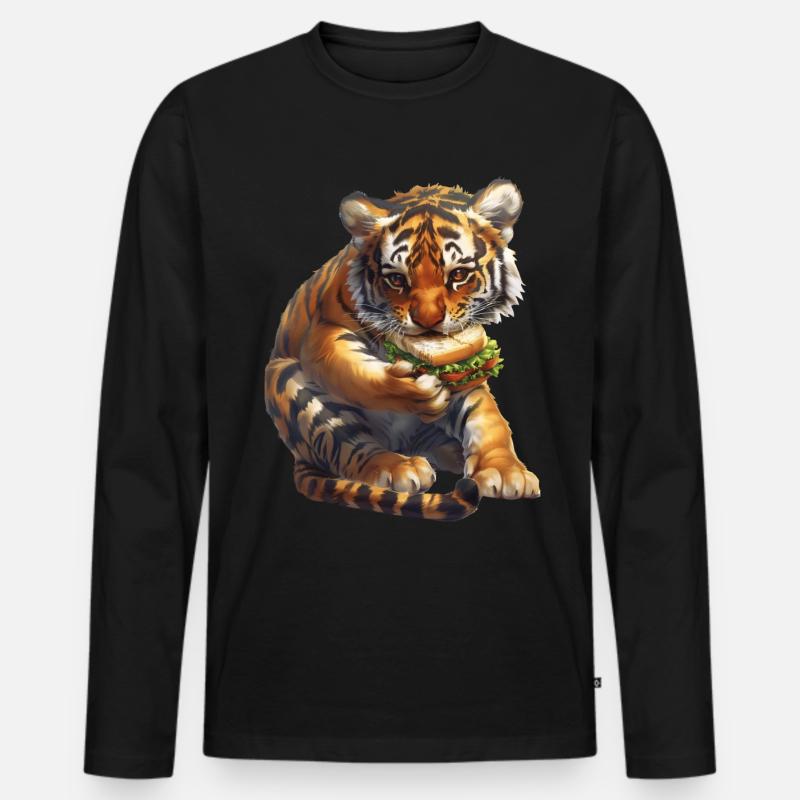 Tiger - Männer Premium Bio Langarmshirt - Schwarz
