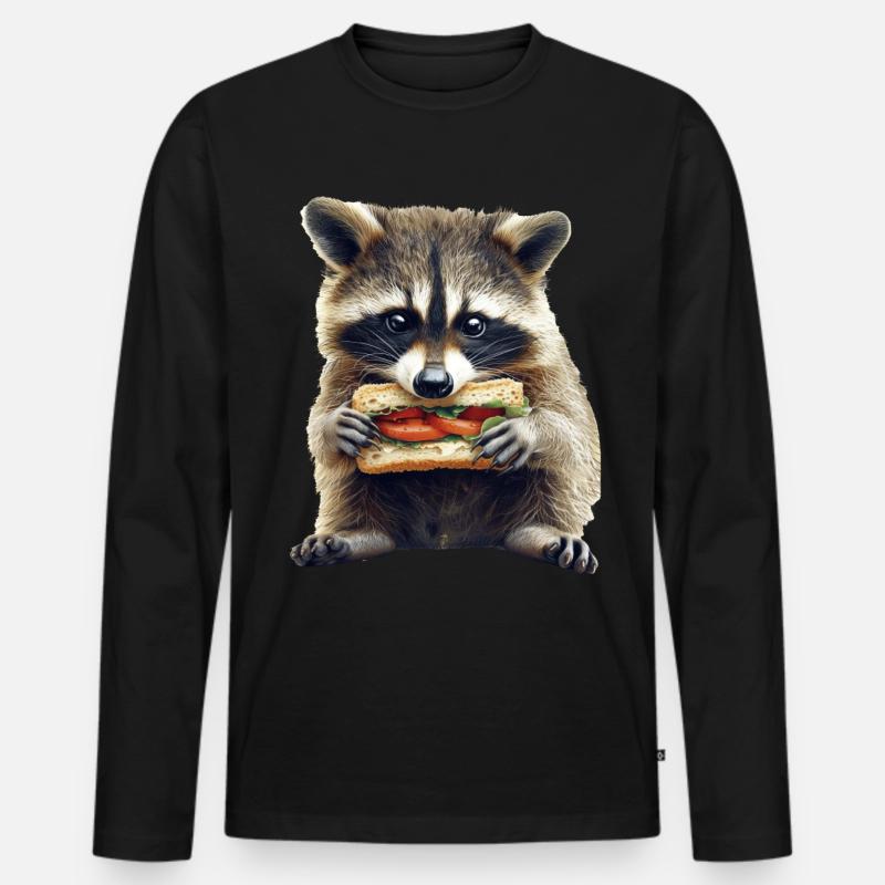 Waschbär - Männer Premium Bio Langarmshirt - Schwarz