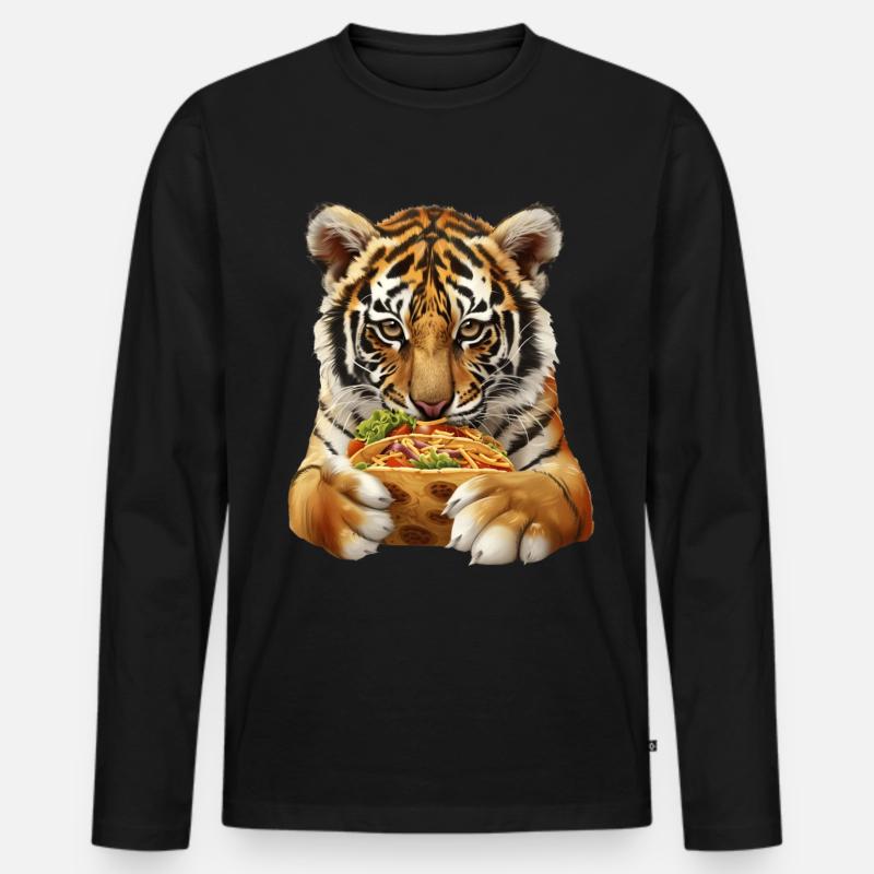 Tiger - Männer Premium Bio Langarmshirt - Schwarz