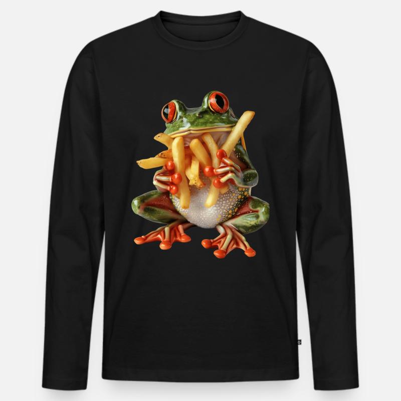 Frosch - Männer Premium Bio Langarmshirt - Schwarz