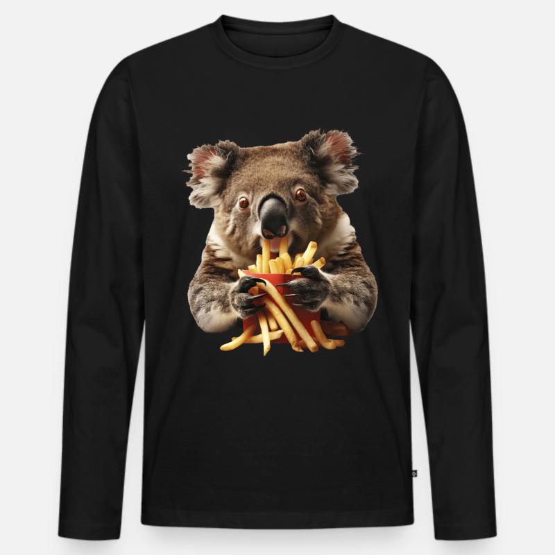 Koala - Männer Premium Bio Langarmshirt - Schwarz