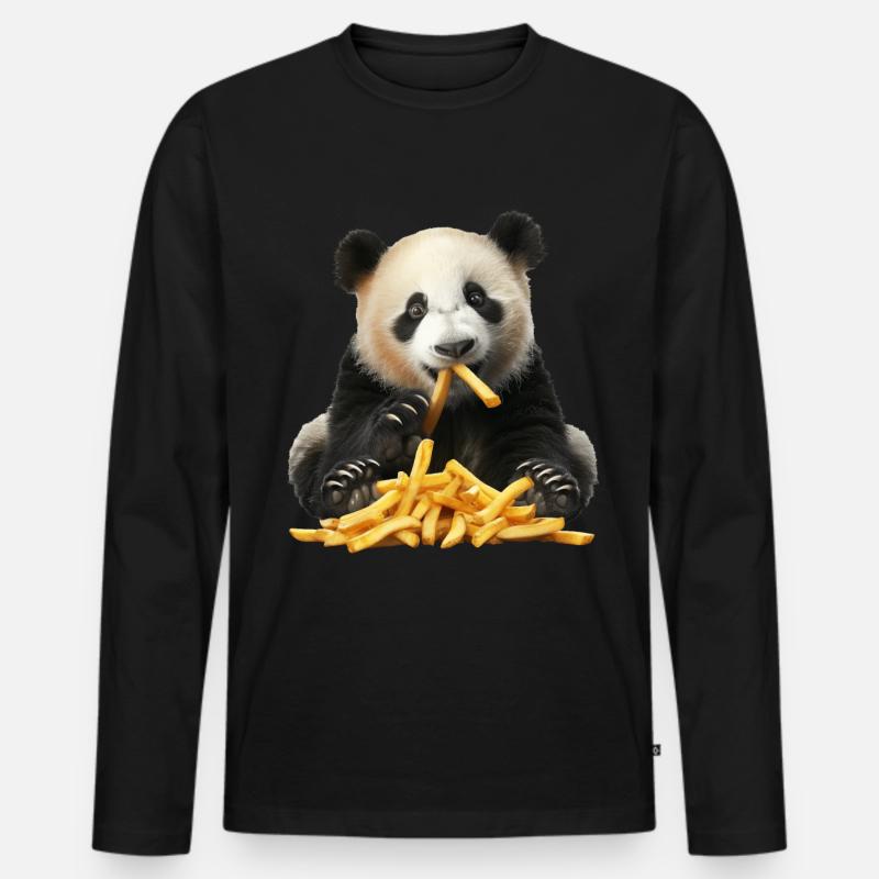 Panda - Männer Premium Bio Langarmshirt - Schwarz