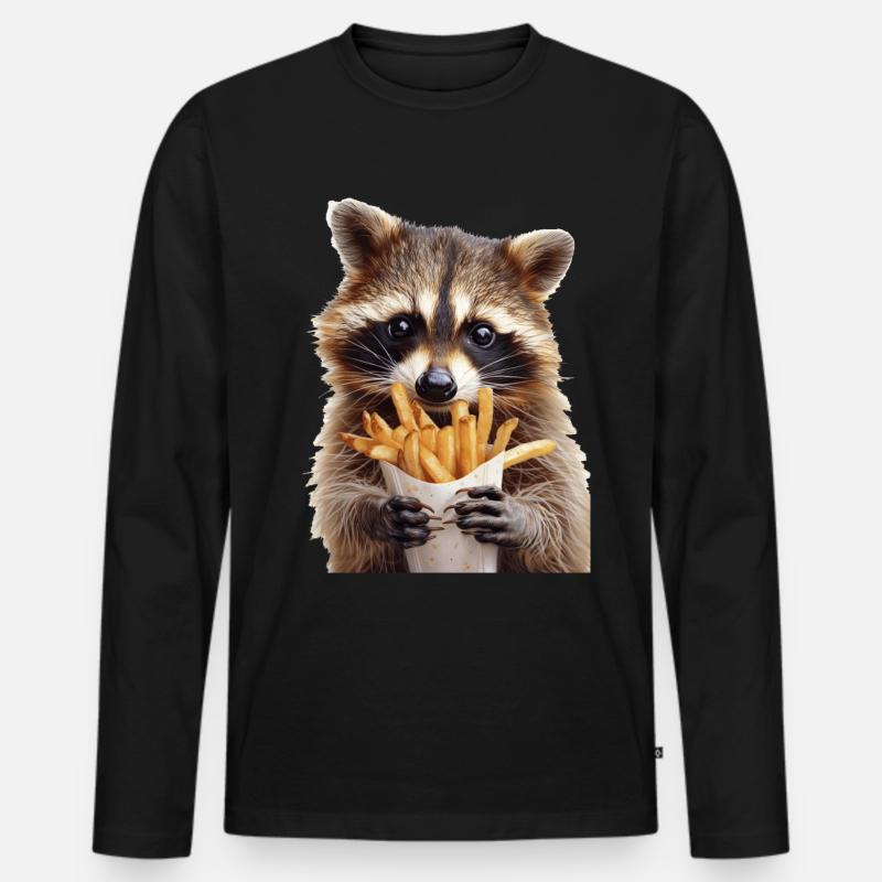 Waschbär - Männer Premium Bio Langarmshirt - Schwarz