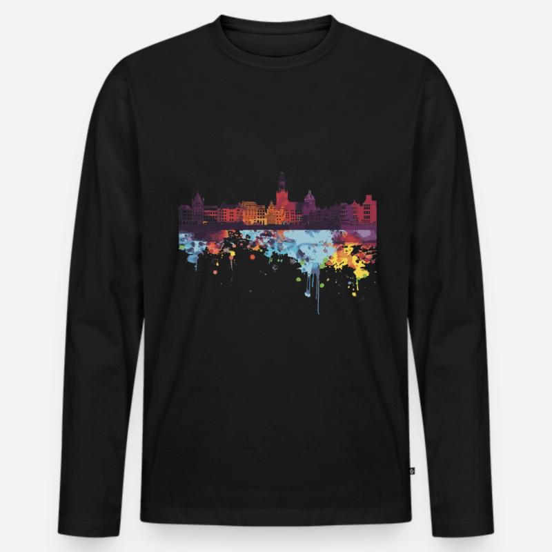 Den Helder - Männer Premium Bio Langarmshirt - Schwarz