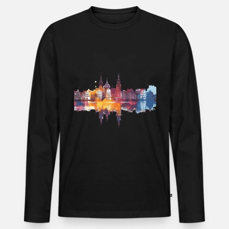 Zwolle - Männer Premium Bio Langarmshirt - Schwarz