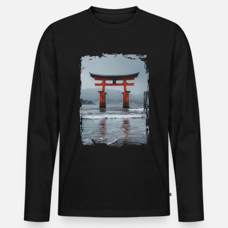 Japan - Männer Premium Bio Langarmshirt - Schwarz