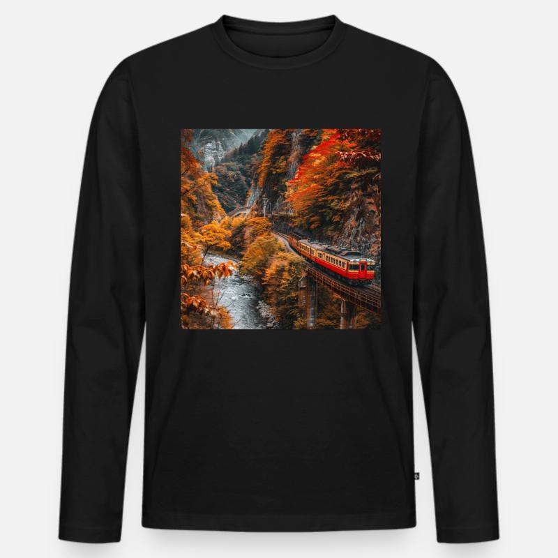 Japan - Männer Premium Bio Langarmshirt - Schwarz