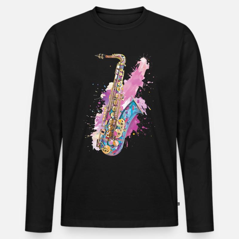 Saxophon - Männer Premium Bio Langarmshirt - Schwarz