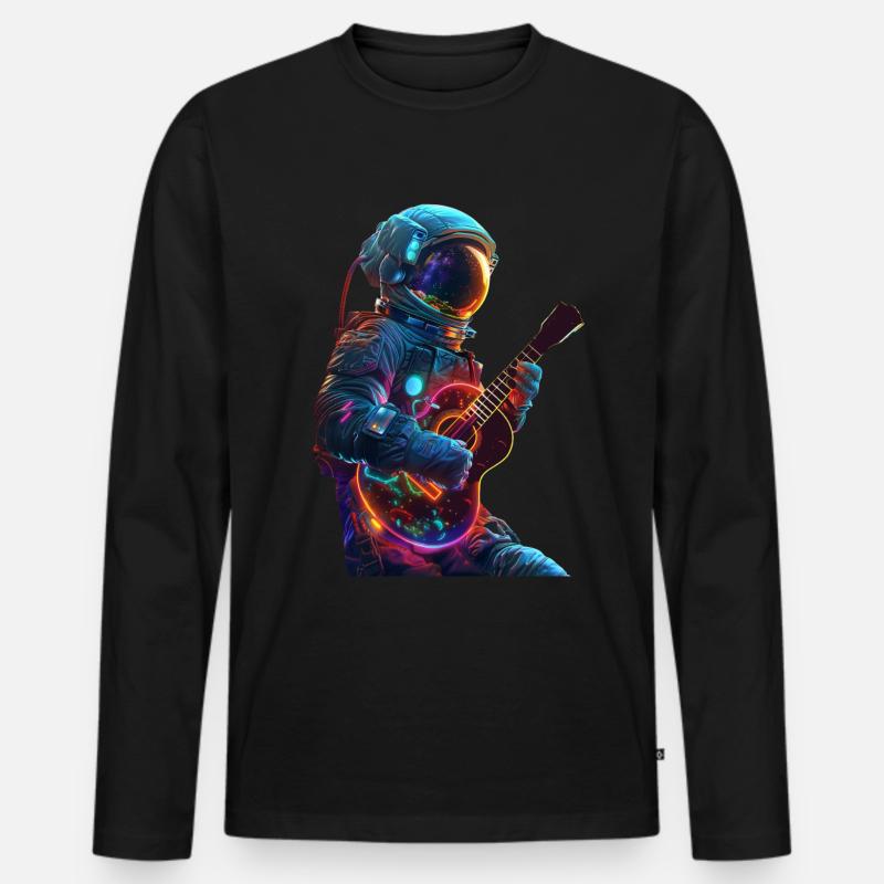 Astronauten Ukulele - Männer Premium Bio Langarmshirt - Schwarz