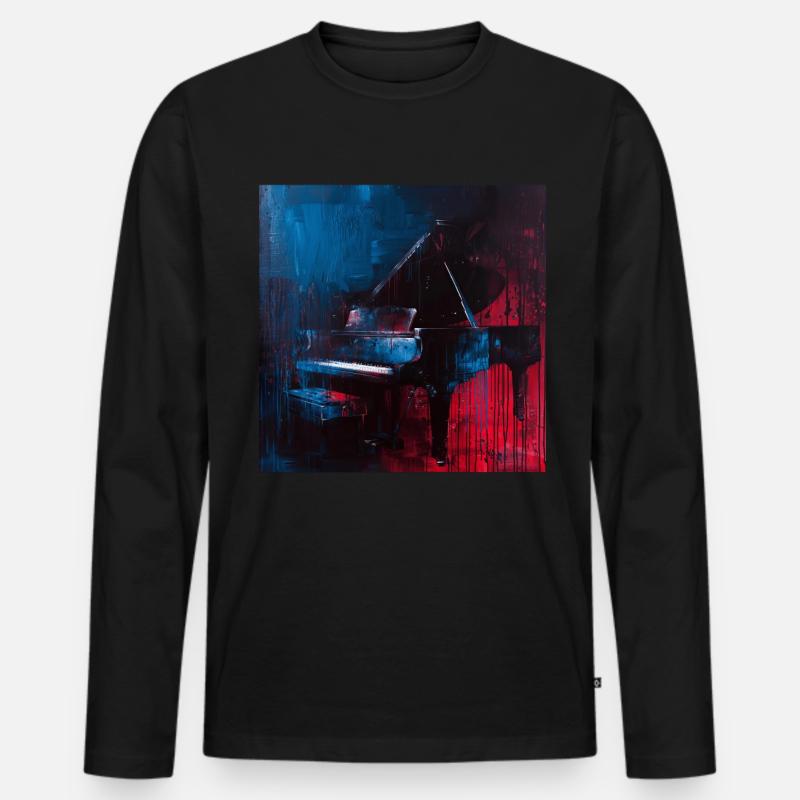 Klavier - Männer Premium Bio Langarmshirt - Schwarz