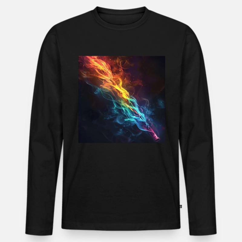 Querflöte - Männer Premium Bio Langarmshirt - Schwarz