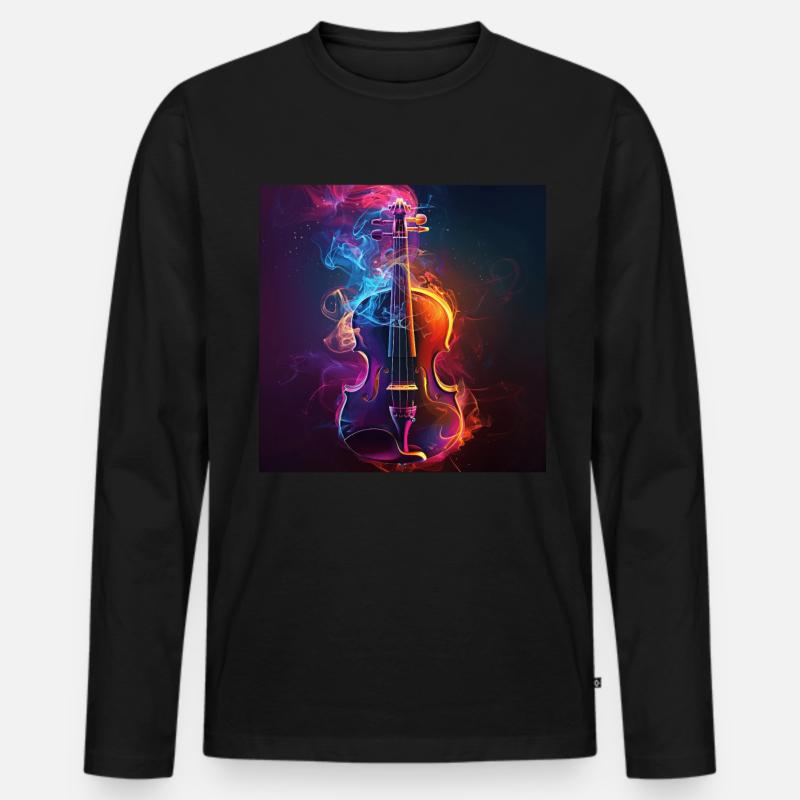 Violine - Männer Premium Bio Langarmshirt - Schwarz