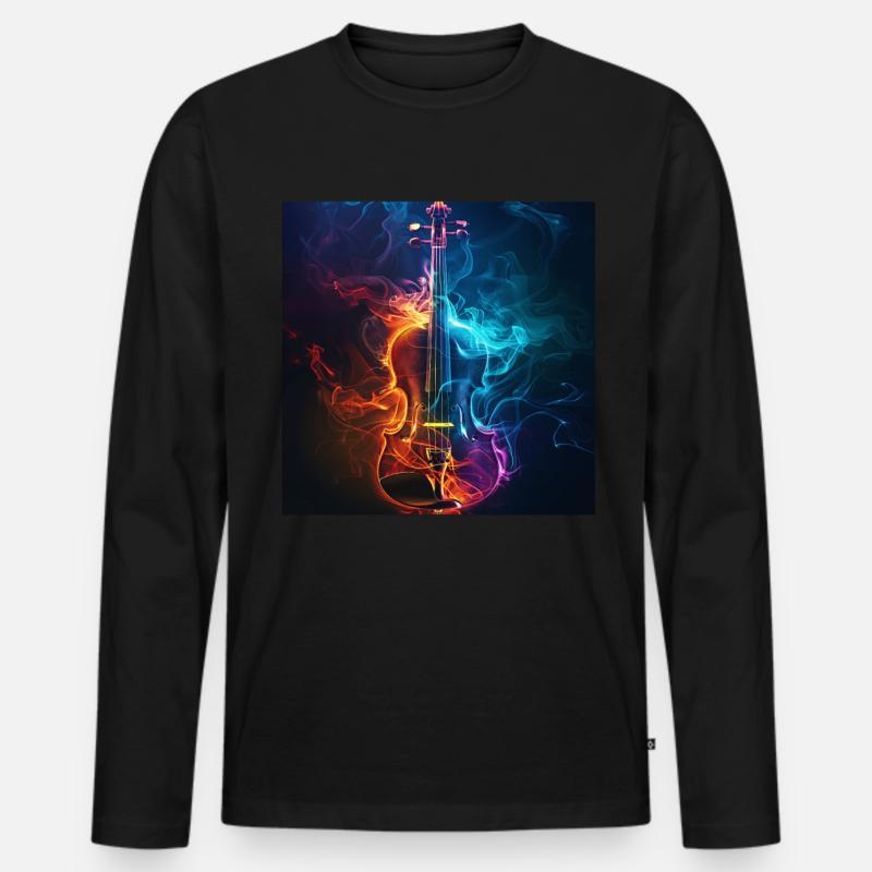 Violine - Männer Premium Bio Langarmshirt - Schwarz