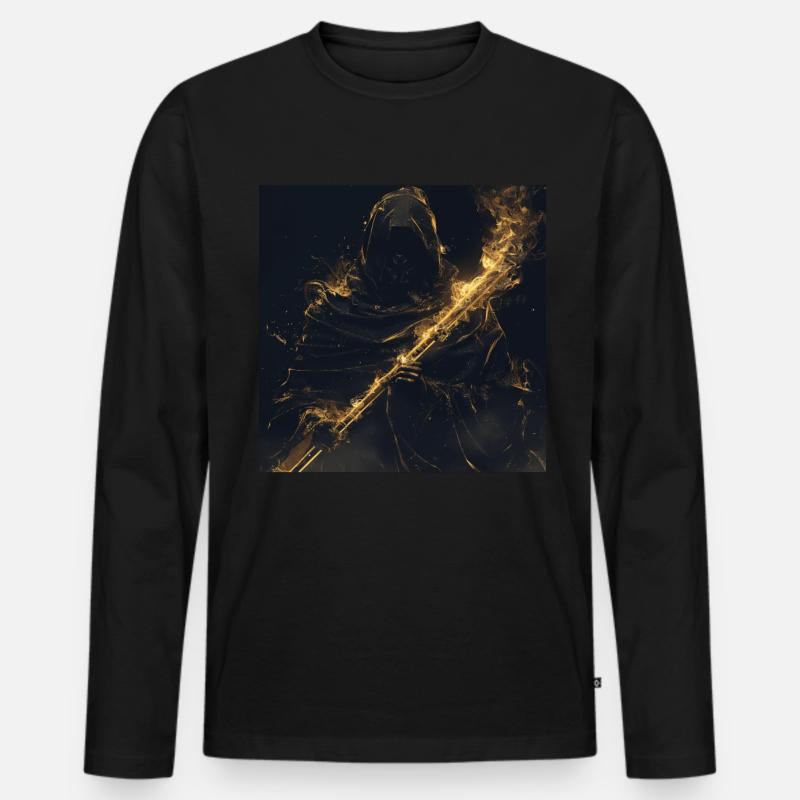 Querflöte - Männer Premium Bio Langarmshirt - Schwarz