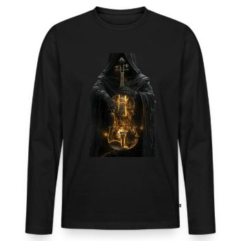 Violine - Männer Premium Bio Langarmshirt - Schwarz - Vorne - Nico (187cm)