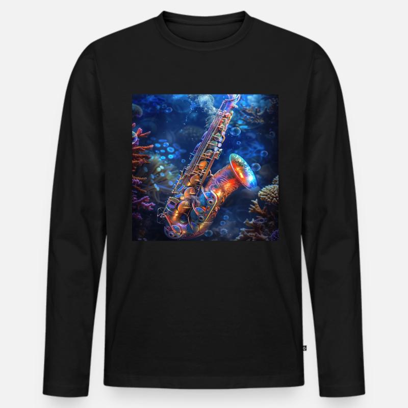 Saxophon - Männer Premium Bio Langarmshirt - Schwarz