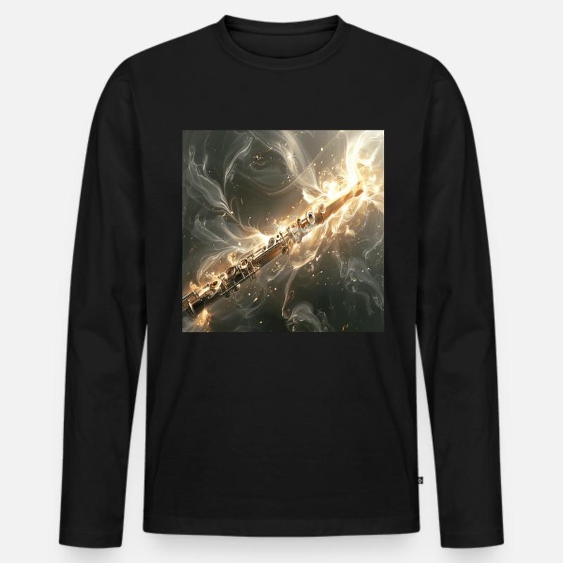 Querflöte - Männer Premium Bio Langarmshirt - Schwarz