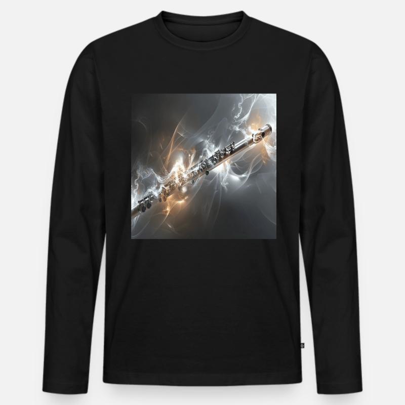 Querflöte - Männer Premium Bio Langarmshirt - Schwarz