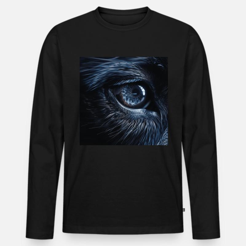 Wolfsauge - Männer Premium Bio Langarmshirt - Schwarz