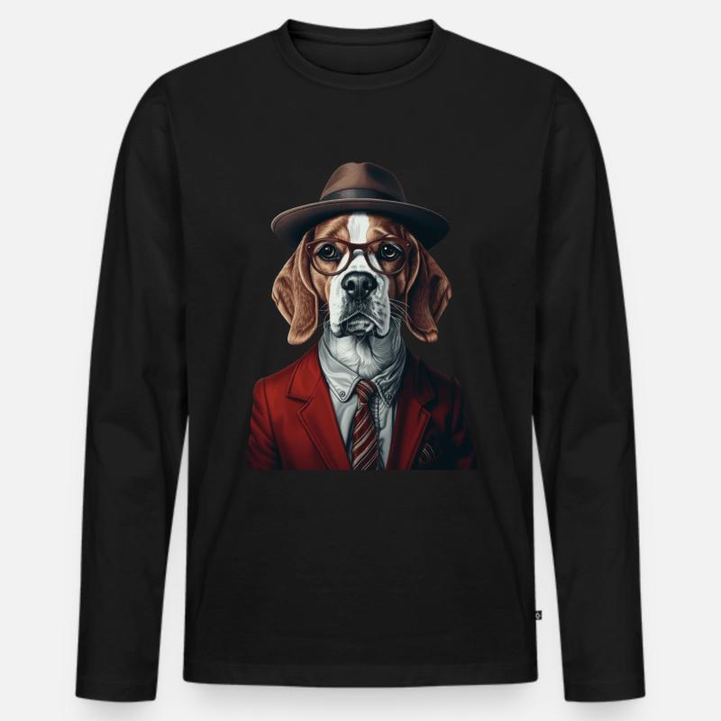 Beagle - Männer Premium Bio Langarmshirt - Schwarz
