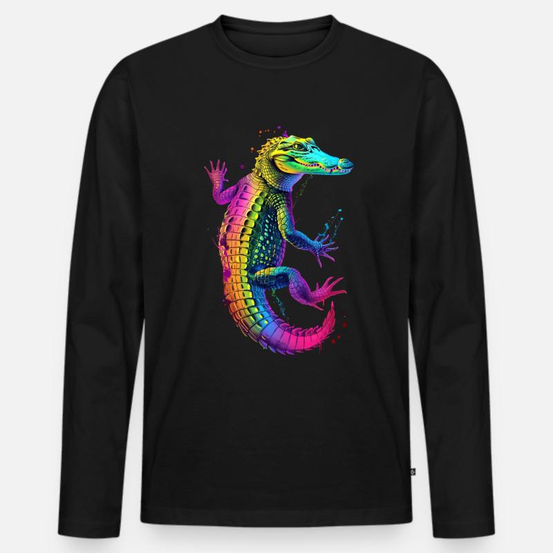 Krokodil - Männer Premium Bio Langarmshirt - Schwarz