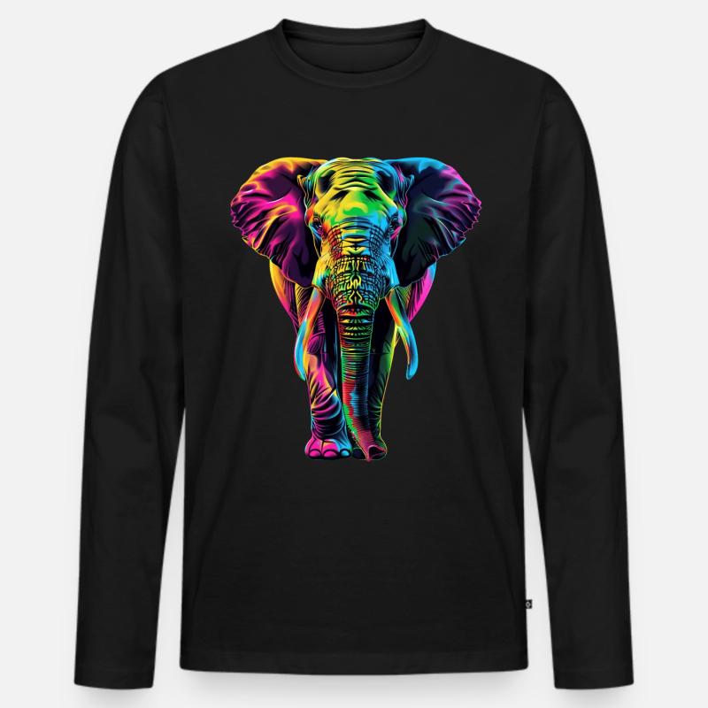 Elefant - Männer Premium Bio Langarmshirt - Schwarz