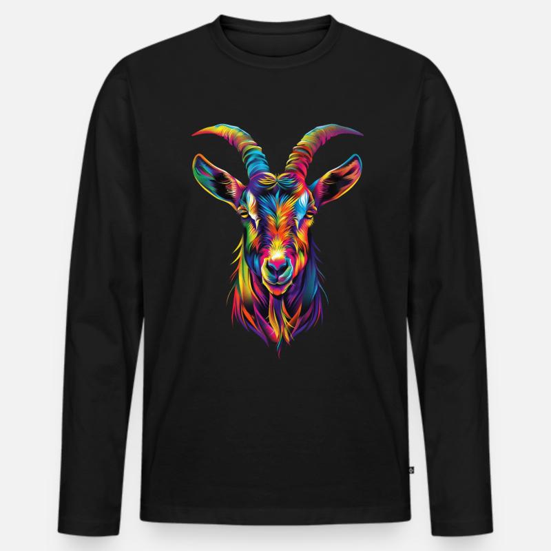 Ziege - Männer Premium Bio Langarmshirt - Schwarz
