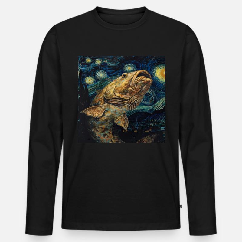 Quastenflosser - Männer Premium Bio Langarmshirt - Schwarz
