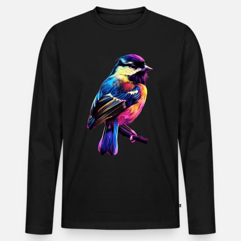 Meise - Männer Premium Bio Langarmshirt - Schwarz