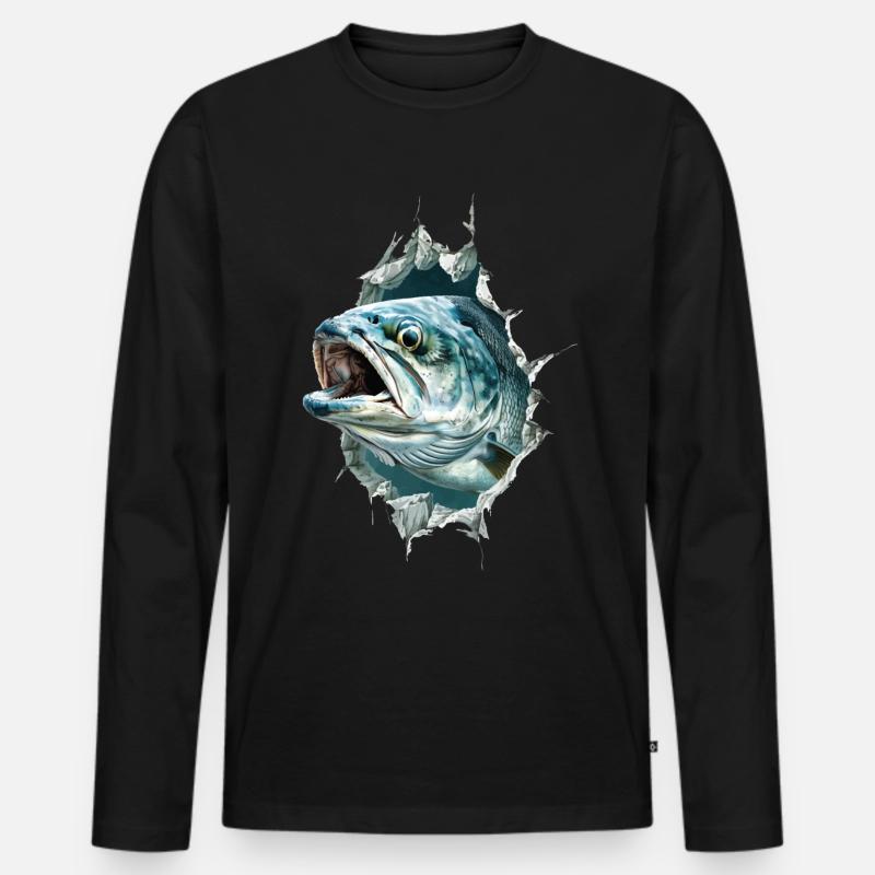 Tarpon - Männer Premium Bio Langarmshirt - Schwarz