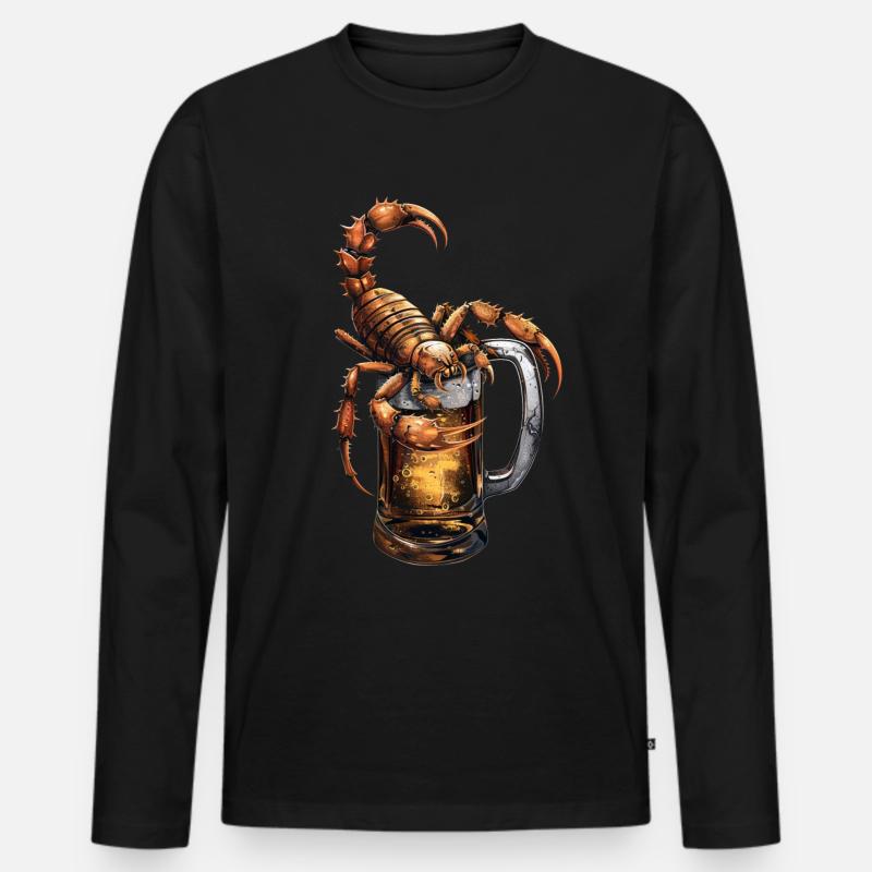 Scorpion Bier - Männer Premium Bio Langarmshirt - Schwarz