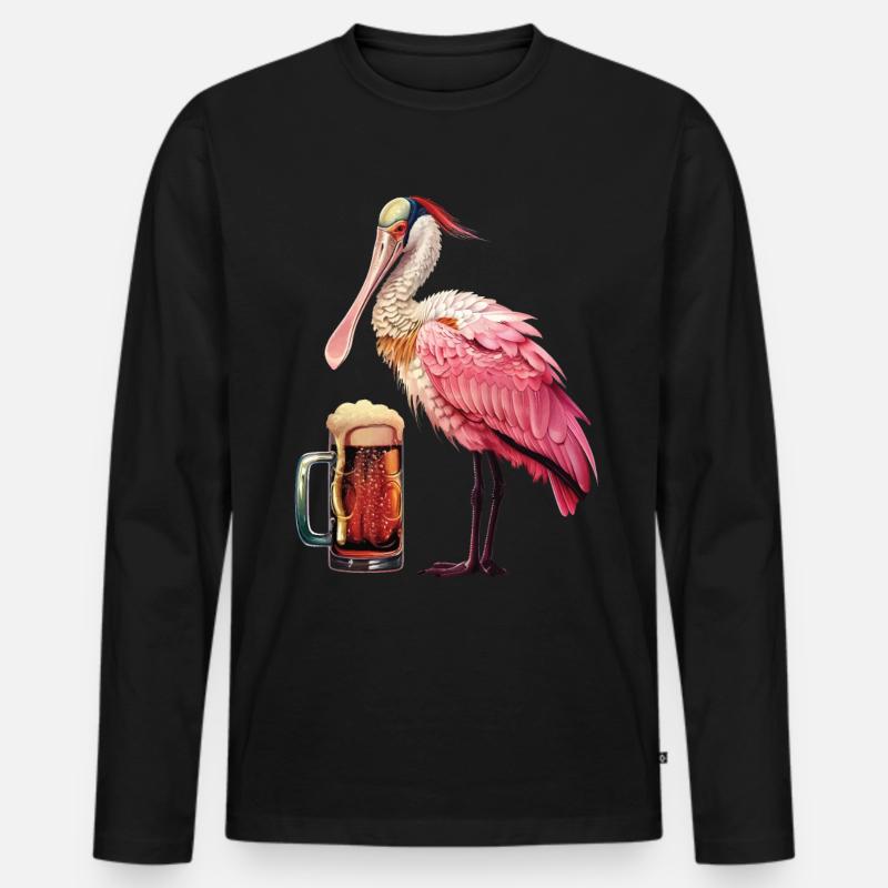 Spoon Bier - Männer Premium Bio Langarmshirt - Schwarz
