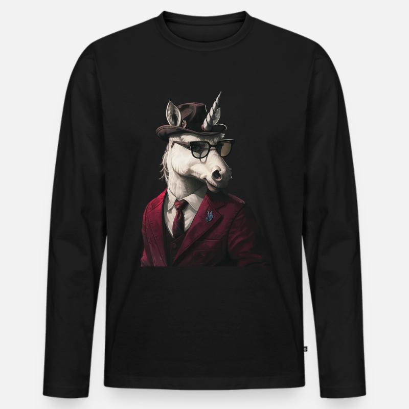 Einhorn - Männer Premium Bio Langarmshirt - Schwarz