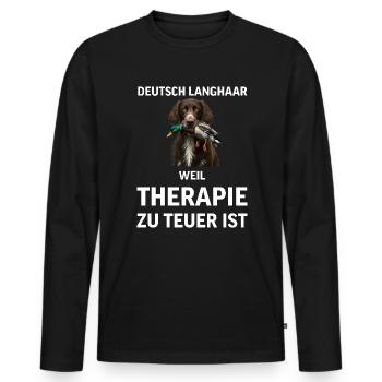 Deutsch Langhaar I Jagdhund Vorstehhund Motiv für - Männer Premium Bio Langarmshirt - Schwarz - Vorne - Nico (187cm)