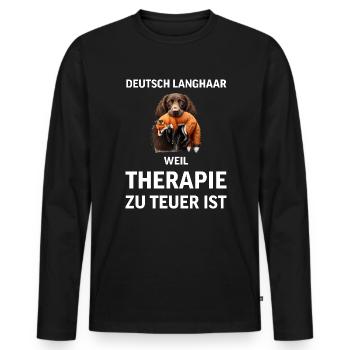 Deutsch Langhaar I Jagdhund Vorstehhund Motiv für - Männer Premium Bio Langarmshirt - Schwarz - Vorne - Nico (187cm)