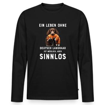 Deutsch Langhaar I Jagdhund Vorstehhund Motiv für - Männer Premium Bio Langarmshirt - Schwarz - Vorne - Nico (187cm)