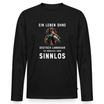 Deutsch Langhaar I Jagdhund Vorstehhund Motiv für - Männer Premium Bio Langarmshirt - Schwarz - Vorne - Nico (187cm)