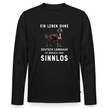 Deutsch Langhaar I Jagdhund Vorstehhund Motiv für - Männer Premium Bio Langarmshirt - Schwarz - Vorne - Nico (187cm)
